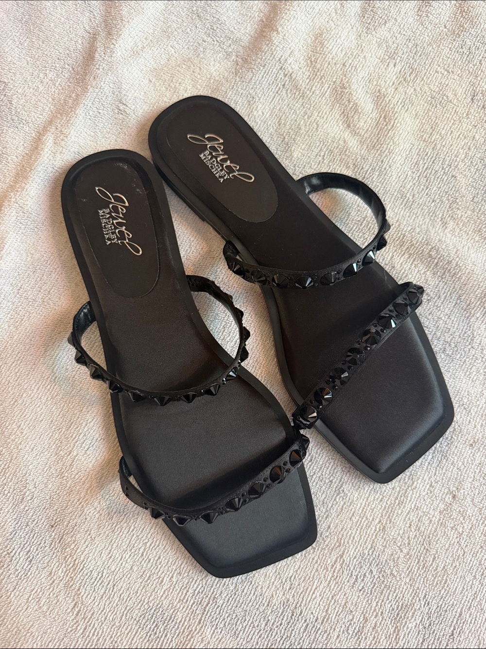 Jewel Badgley Mischka Beaded Black Slide Sandals - Women's